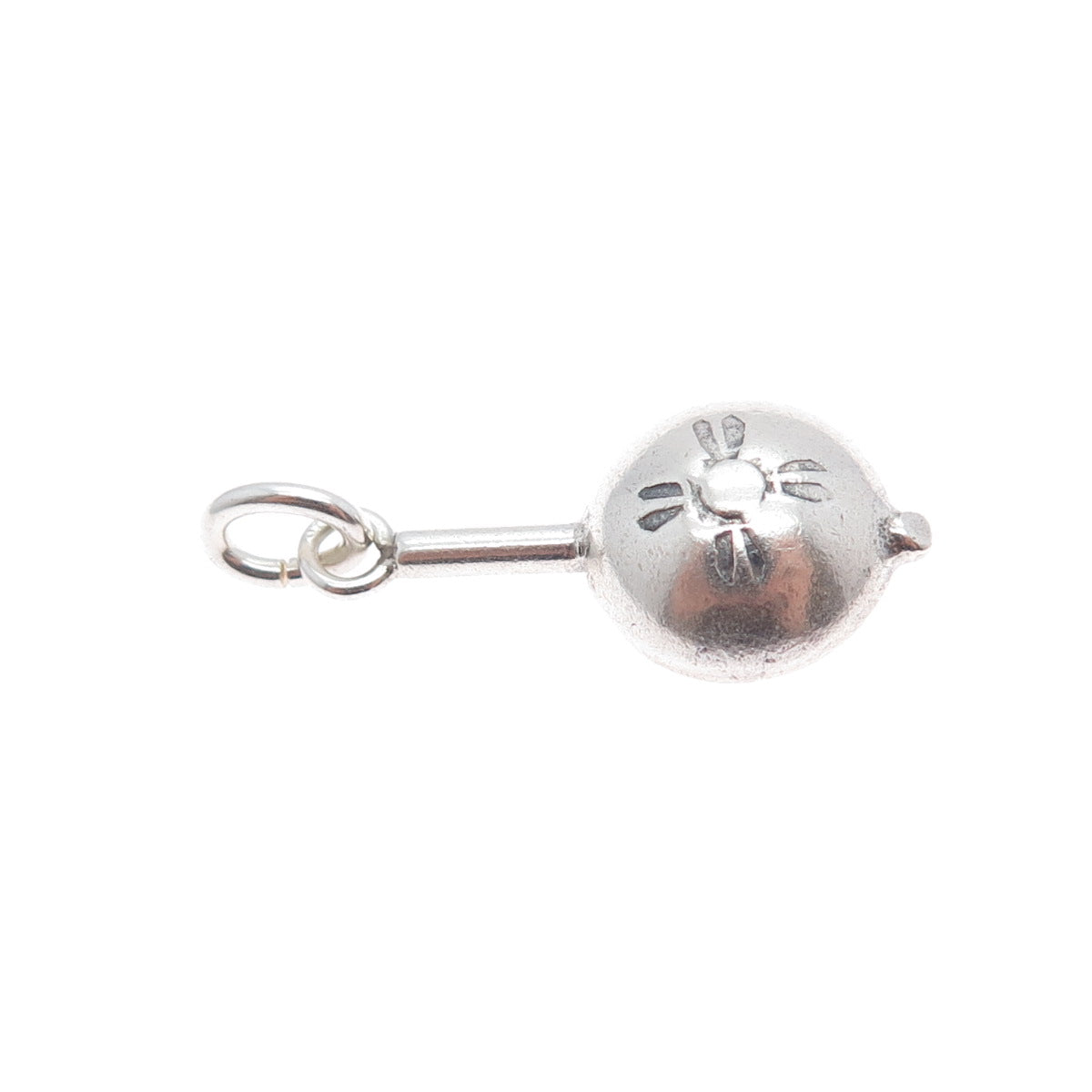 925 Sterling Silver Vintage Flower Flask Oxidized 3D Charm Pendant