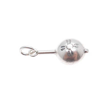 925 Sterling Silver Vintage Flower Flask Oxidized 3D Charm Pendant
