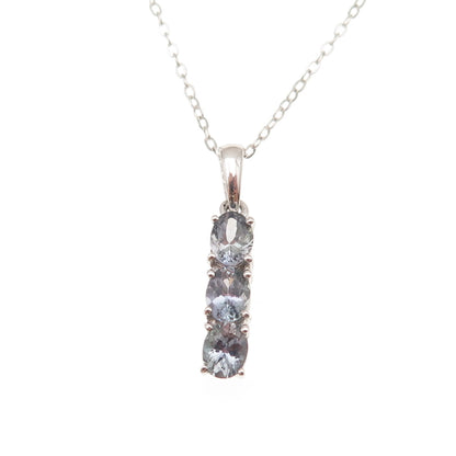Chuck Clemency 925 Sterling Silver Real Oval-Cut Iolite Cable Chain Necklace 20"