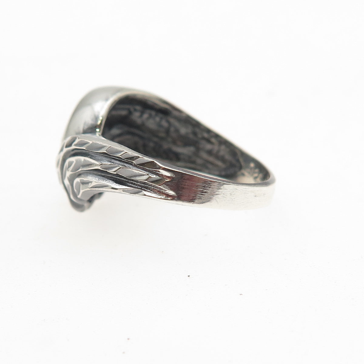 925 Sterling Silver Vintage Modernist Oxidized Ring Size 7.25