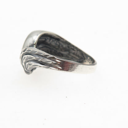 925 Sterling Silver Vintage Modernist Oxidized Ring Size 7.25