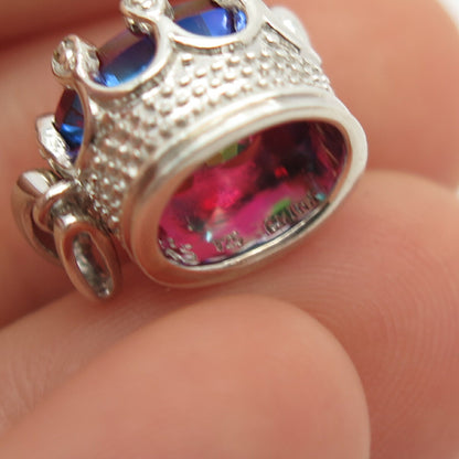925 Sterling Silver Red Garnet-Tone C Z Pendant