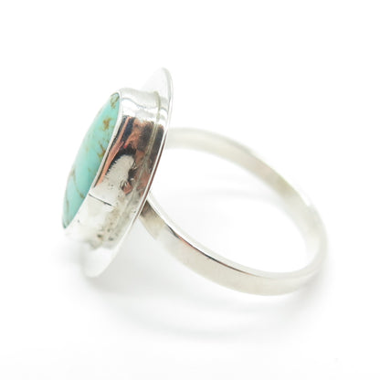 DL GARCIA Old Pawn Sterling Silver Lone Mountain Turquoise Tribal Ring Size 7