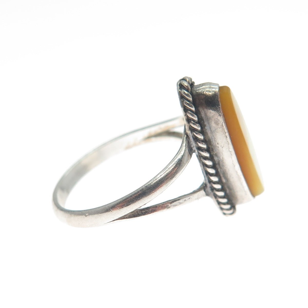 Old Pawn 925 Sterling Silver Vintage Southwestern MOP Tribal Ring Size 4.75