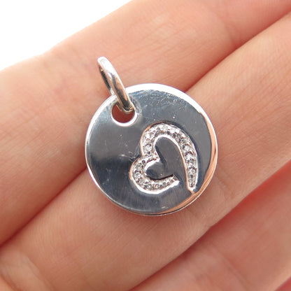 JANE SEYMOUR 925 Sterling Silver Real Diamond Open Your Heart Mini Pendant