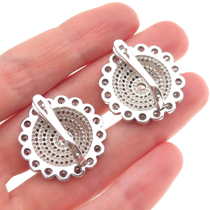 925 Sterling Silver Round-Cut C Z Sparkle Earrings