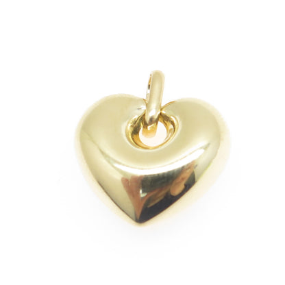 14K Yellow Gold Puffy Heart Modernist Charm Pendant