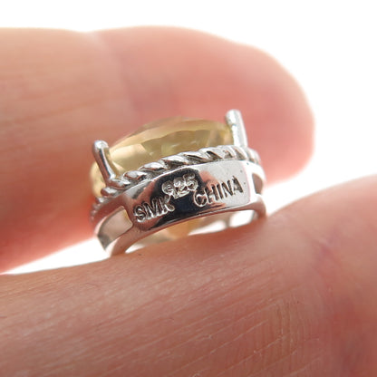 925 Sterling Silver Real Diamond & Oval-Cut Yellow Topaz Earrings