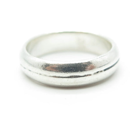 925 Sterling Silver Vintage Lined Wedding Band Ring Size 8.25