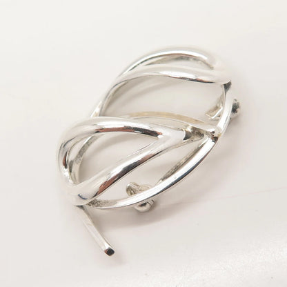 925 Sterling Silver Vintage Modernist Pin Brooch