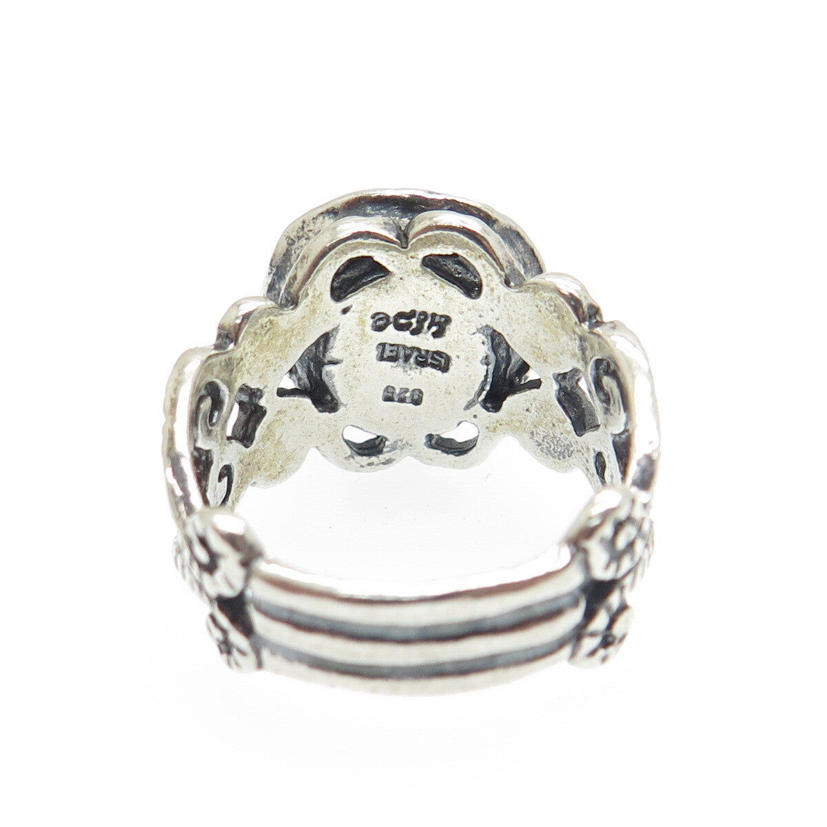 DIDAE 925 Sterling Silver Vintage Israel Real Pearl Oxidized Ring Size 8