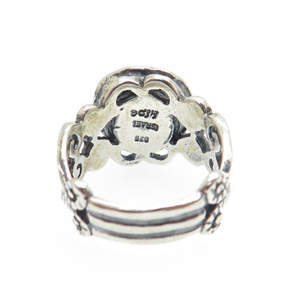 DIDAE 925 Sterling Silver Vintage Israel Real Pearl Oxidized Ring Size 8