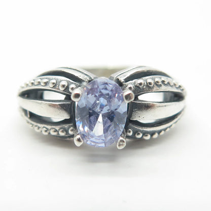 925 Sterling Silver Vintage Prairie Fire Lavender C Z Ring Size 6