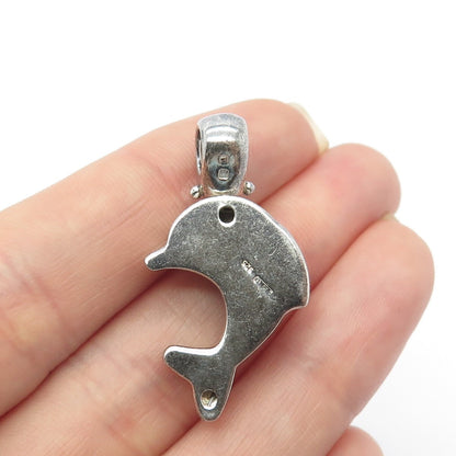 925 Sterling Silver Vintage Nicol Preziosi Friendly Dolphin Pendant
