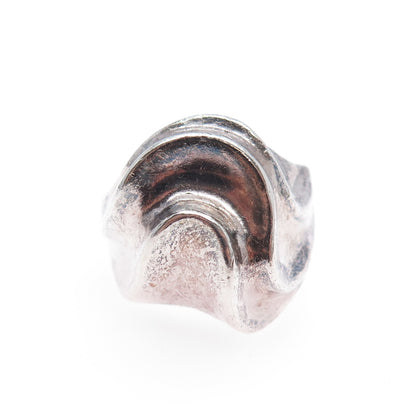 CHAPAL ZENRAY 925 Sterling Silver Vintage Modernist Wavy Oxidized Ring Size 8.25
