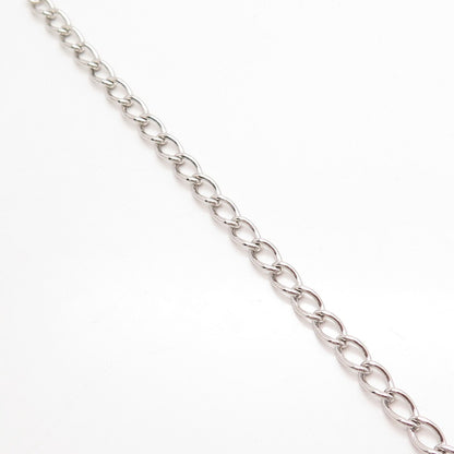 925 Sterling Silver Vintage Cable Link Bracelet 6.75"