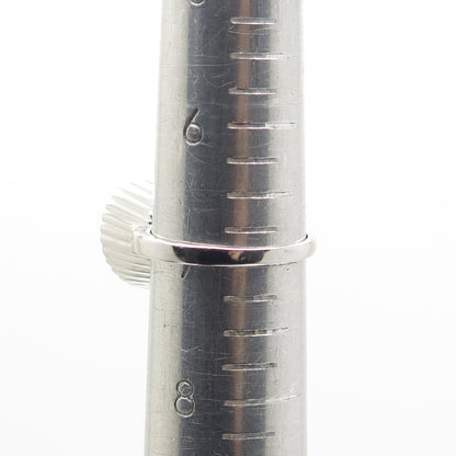 925 Sterling Silver Real Checkered Green Onyx Gem Ribbed Dome Ring Size 7