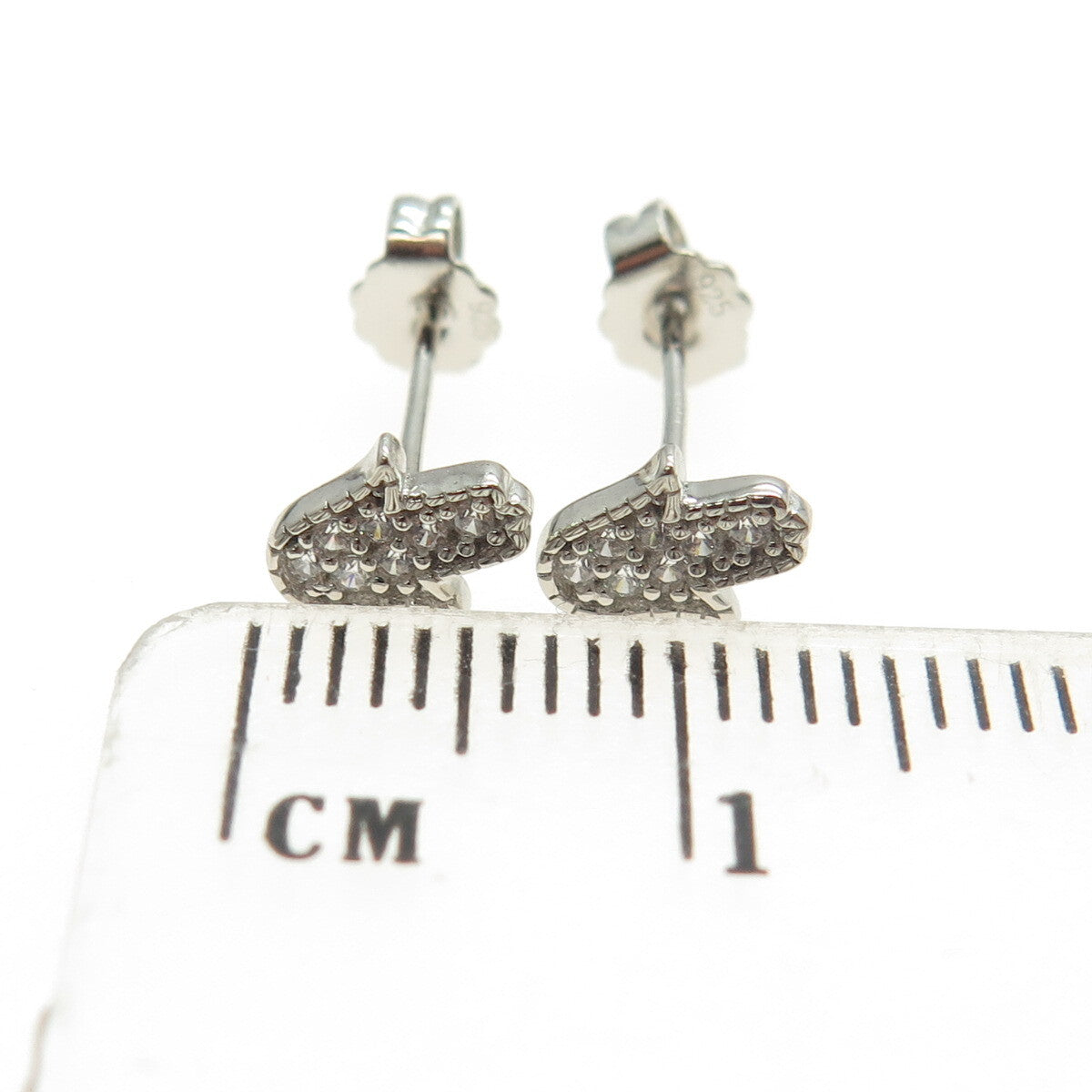925 Sterling Silver Round-Cut C Z Hamsa Amulet Stud Earrings