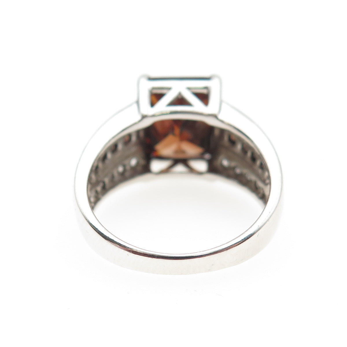 ROSS SIMONS 925 Sterling Silver Cognac & White C Z Ring Size 7