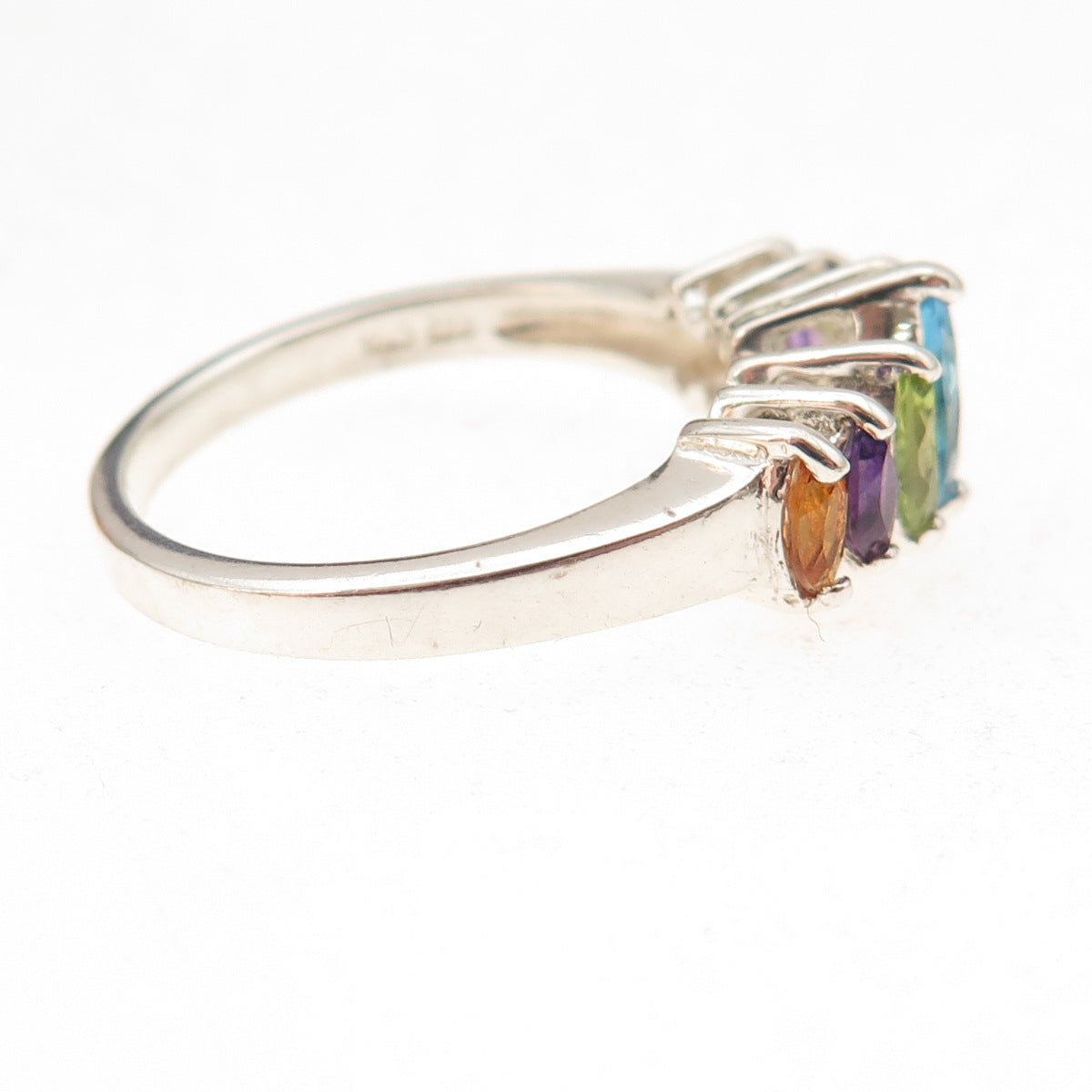 CNA Pranda 925 Sterling Vintage Real Topaz Peridot Citrine Amethyst Ring Size 10