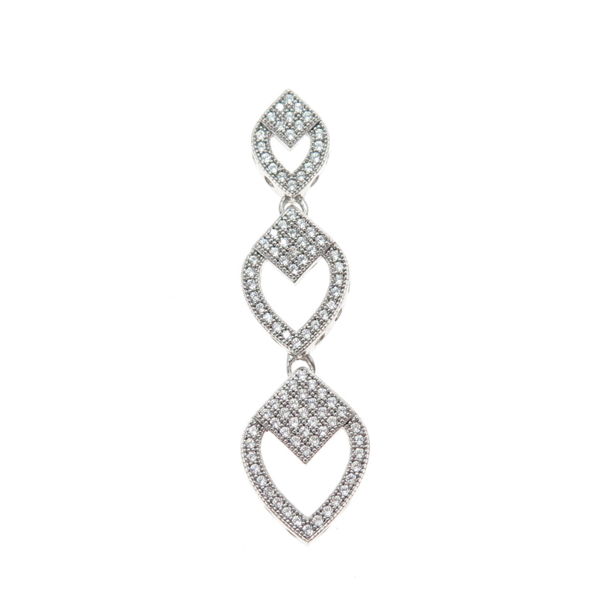 925 Sterling Silver Round-Cut C Z Graduated Heart Slide Pendant
