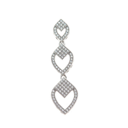 925 Sterling Silver Round-Cut C Z Graduated Heart Slide Pendant