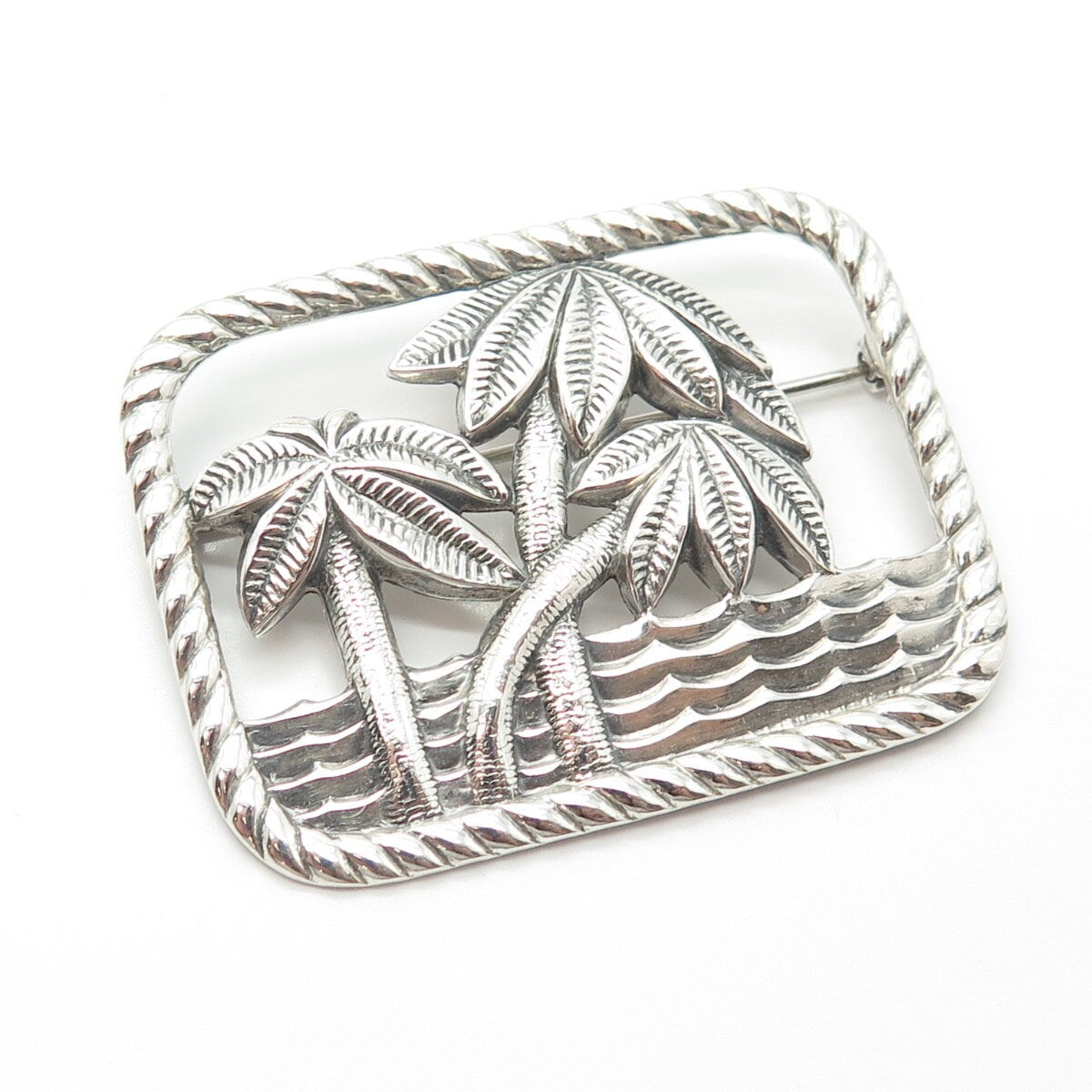925 Sterling Silver Vintage Palm Tree Pin Brooch