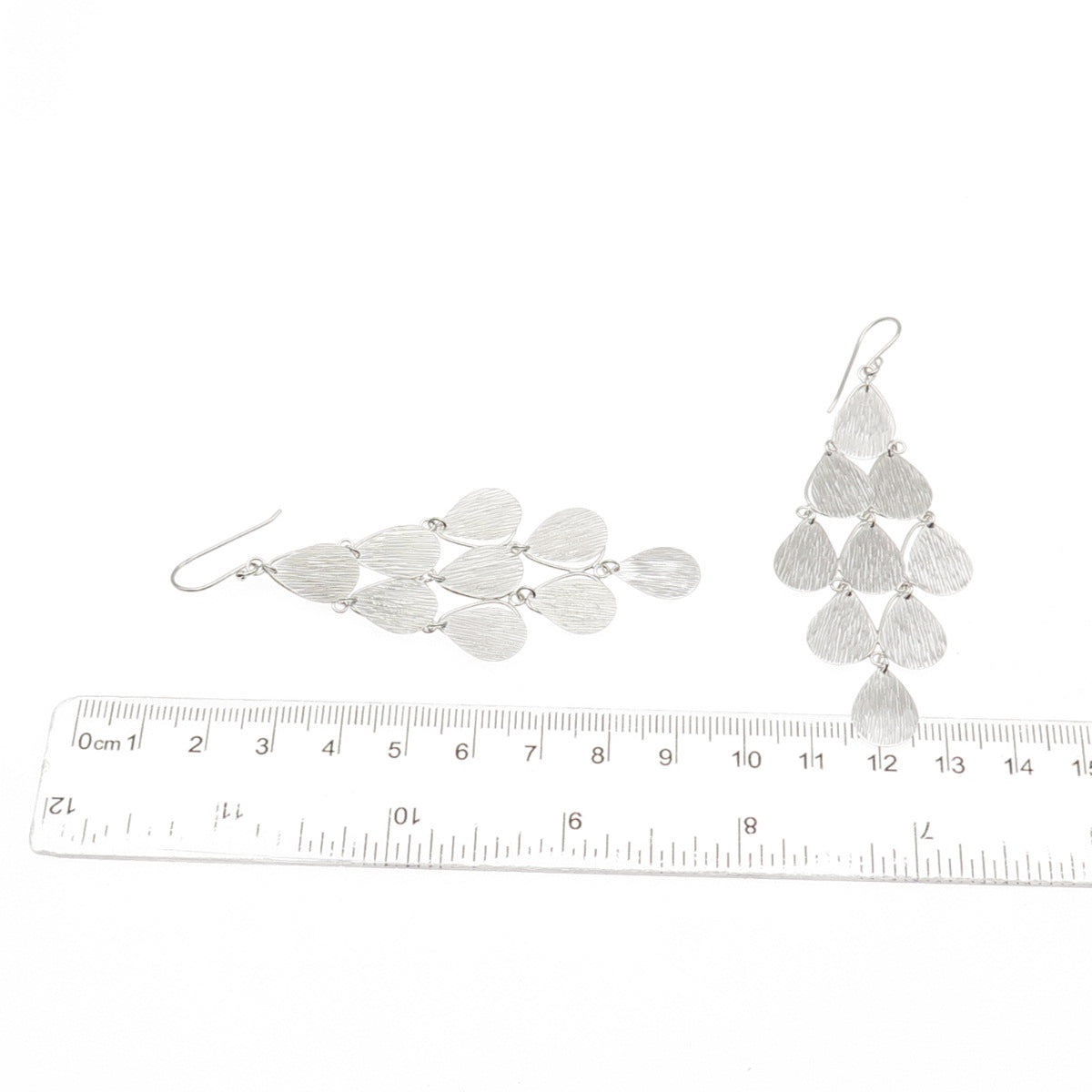 925 Sterling Silver Textured Raindrop Dangle Earrings