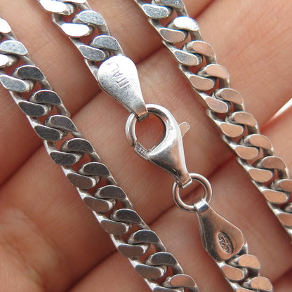 925 Sterling Silver Vintage Italy Cuban Chain Necklace 24"