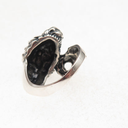 925 Sterling Silver Vintage Lion Oxidized Ring Size 6.5