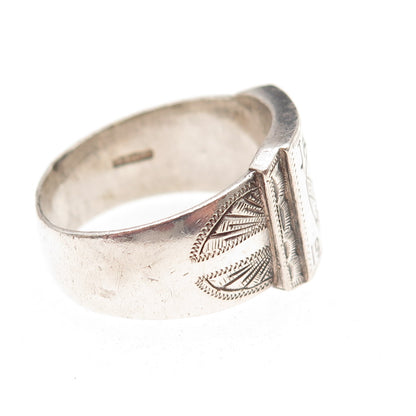 925 Sterling Silver Antique 1946 Japan US Soldier Oxidized Ring Size 10.5