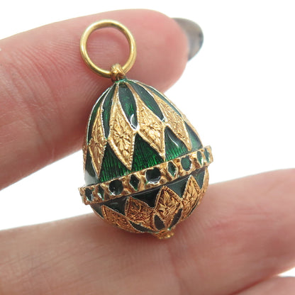 RAFKA Retired 925 Sterling Silver Vermeil Enamel Royal Easter Egg Charm Pendant