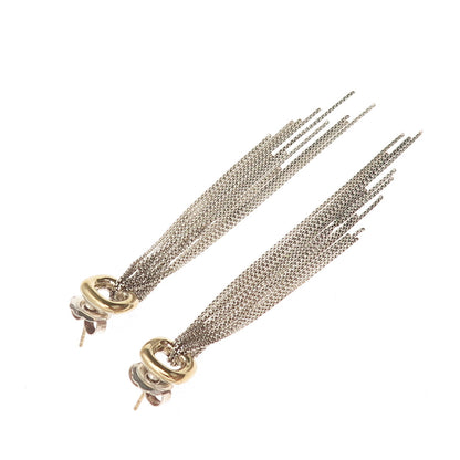 David Yurman 925 Sterling Silver 18K Gold Vintage Tassel Drop Dangle Earrings