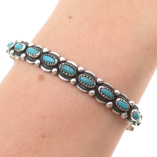 Bell Trading Post Old Pawn Sterling Vintage Turquoise Adjustable Bracelet 6.25"