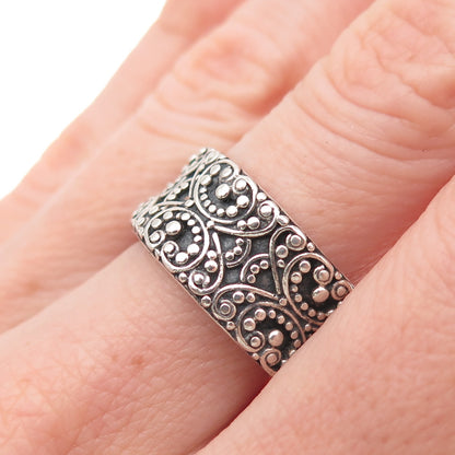 Sara Blaine 925 Sterling Silver Vintage Granulated Oxidized Band Ring Size 8.25