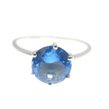 DAZZLERS 925 Sterling Silver Round-Cut Nano Tanzanite Ring Size 8