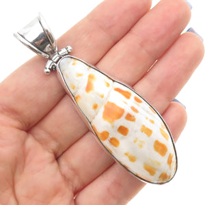 925 Sterling Silver Vintage Seashell Modernist Large Pendant