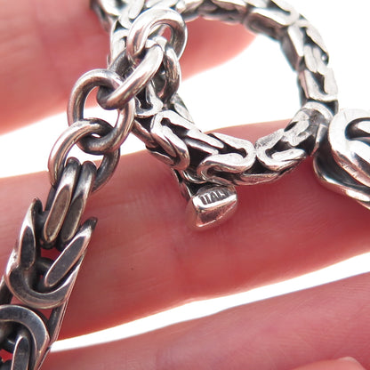 925 Sterling Silver Vintage Italy Byzantine Link Bracelet 6.75"