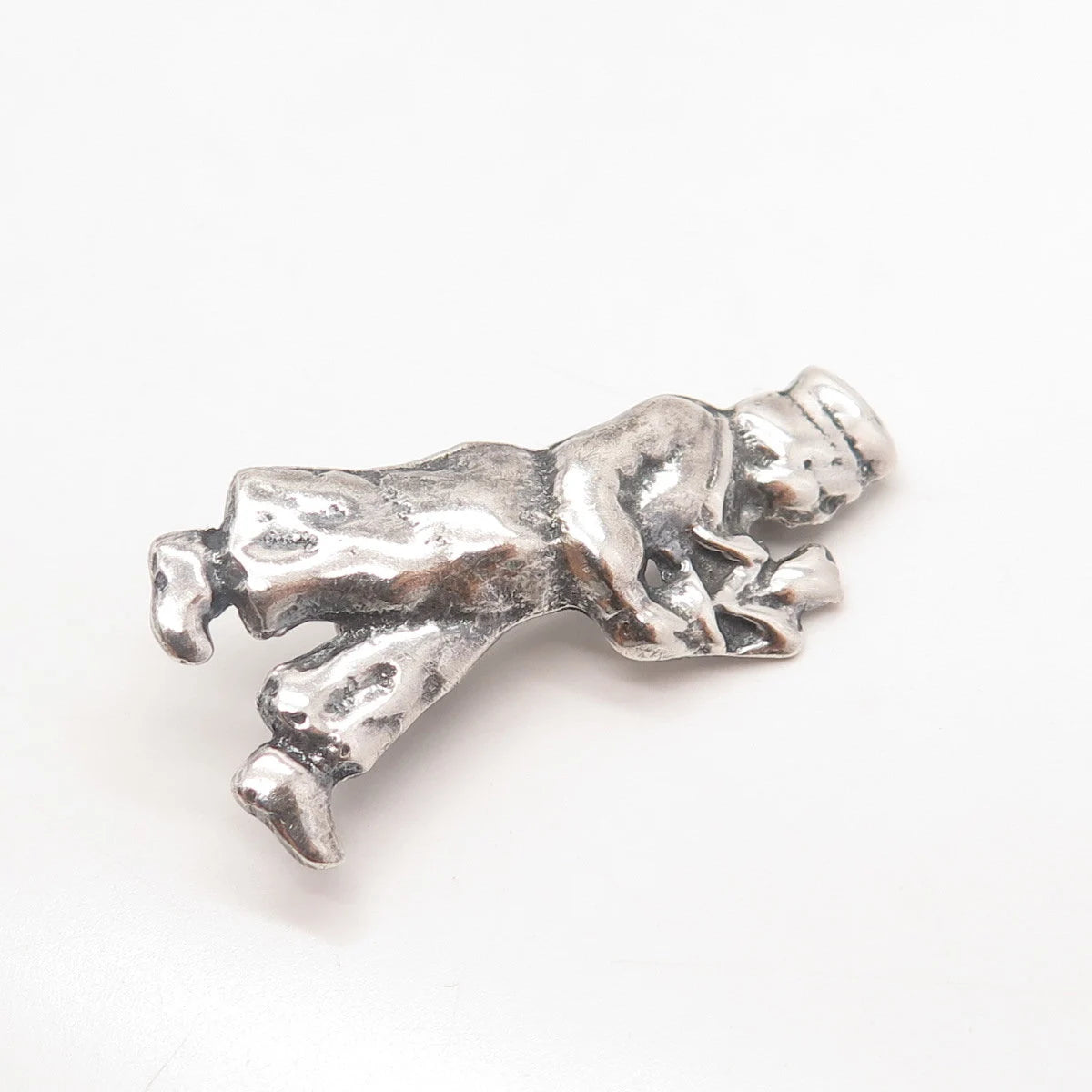925 Sterling Silver Vintage Man w/ Flower Pot Pin Brooch