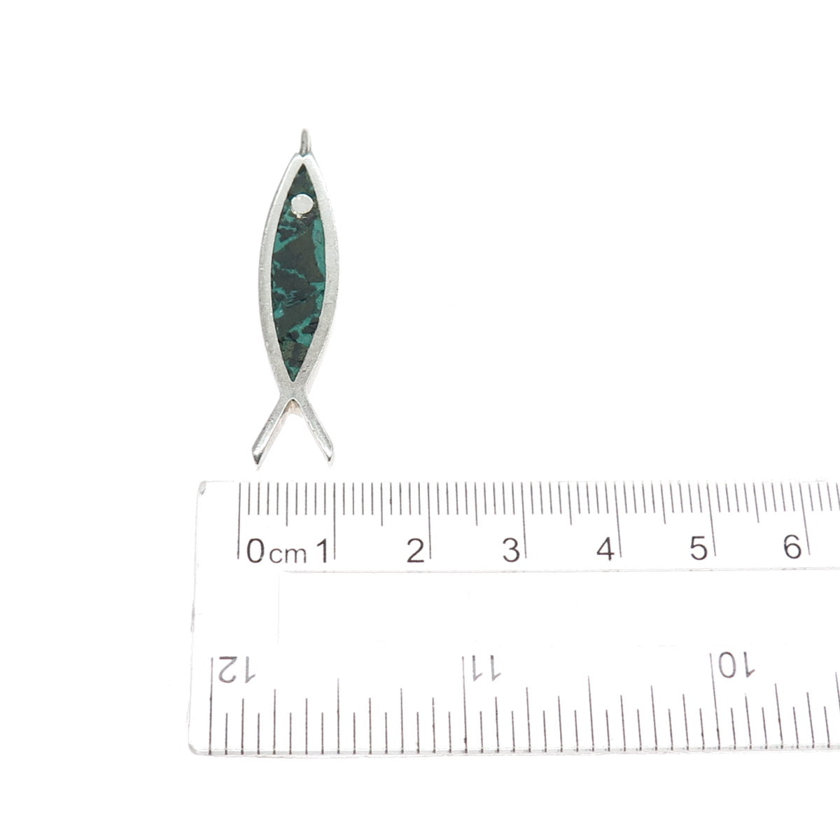 ORVELO 925 Sterling Silver Vintage Mexico Real Azurite Modernist Fish Pendant