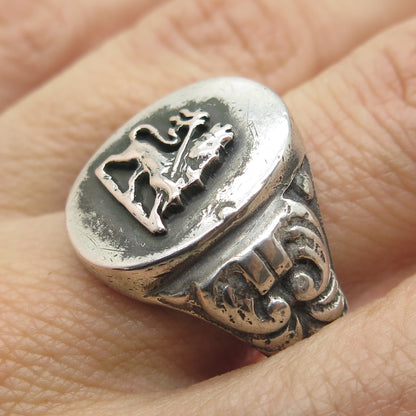 925 Sterling Silver Vintage Lion of Judah Dome Ring Size 11.25