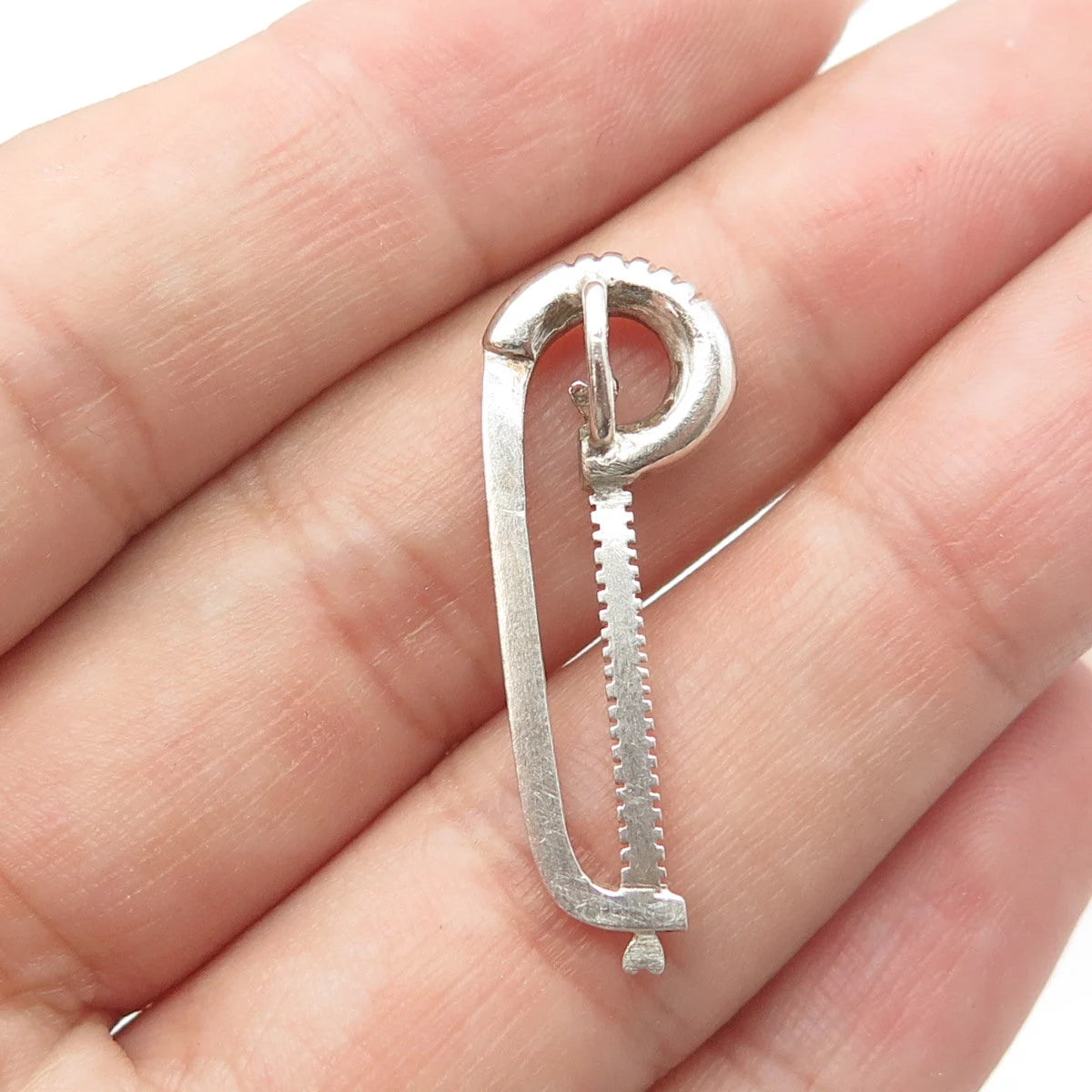 925 Sterling Silver Vintage Modernist Saw Slide Pendant