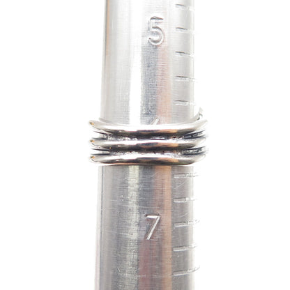 925 Sterling Silver Vintage Modernist Bypass Oxidized Adjustable Ring Size 6.5