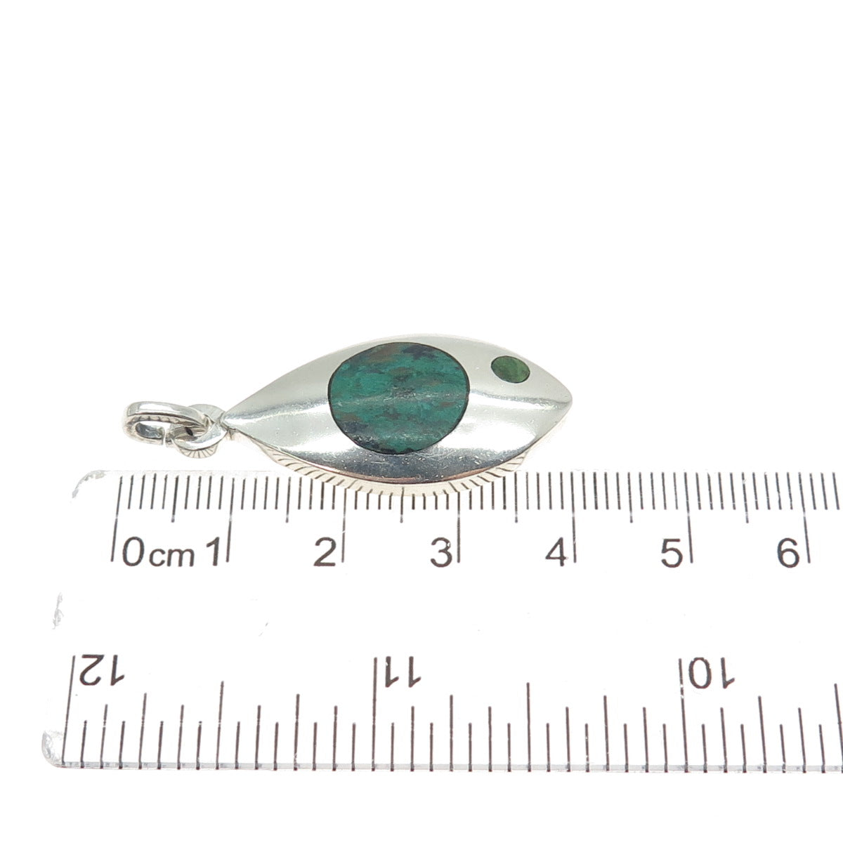 925 Sterling Silver Vintage Mexico Real Azurite Modernist Pendant #18