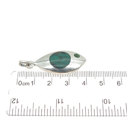 925 Sterling Silver Vintage Mexico Real Azurite Modernist Pendant #18