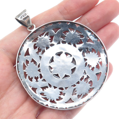 DOUG PAULUS 925 Sterling Silver Vintage Modernist Flower Oxidized Pendant