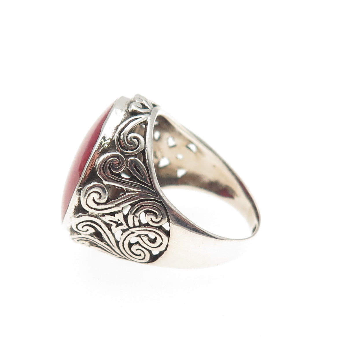 Samuel Benham 925 Sterling Silver Vintage Real Red Jasper Swirl Ring Size 6