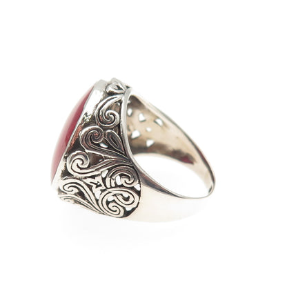 Samuel Benham 925 Sterling Silver Vintage Real Red Jasper Swirl Ring Size 6