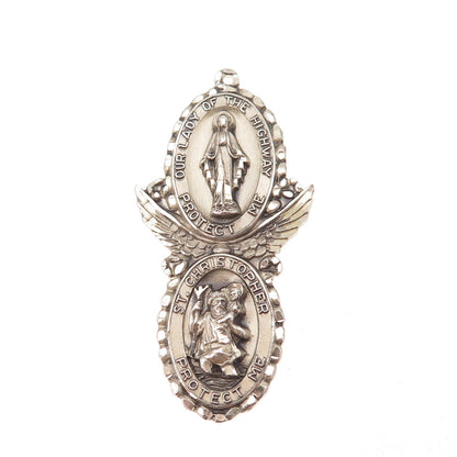 Creed 925 Sterling Silver Antique Art Deco St. Mary & St. Christopher Pendant
