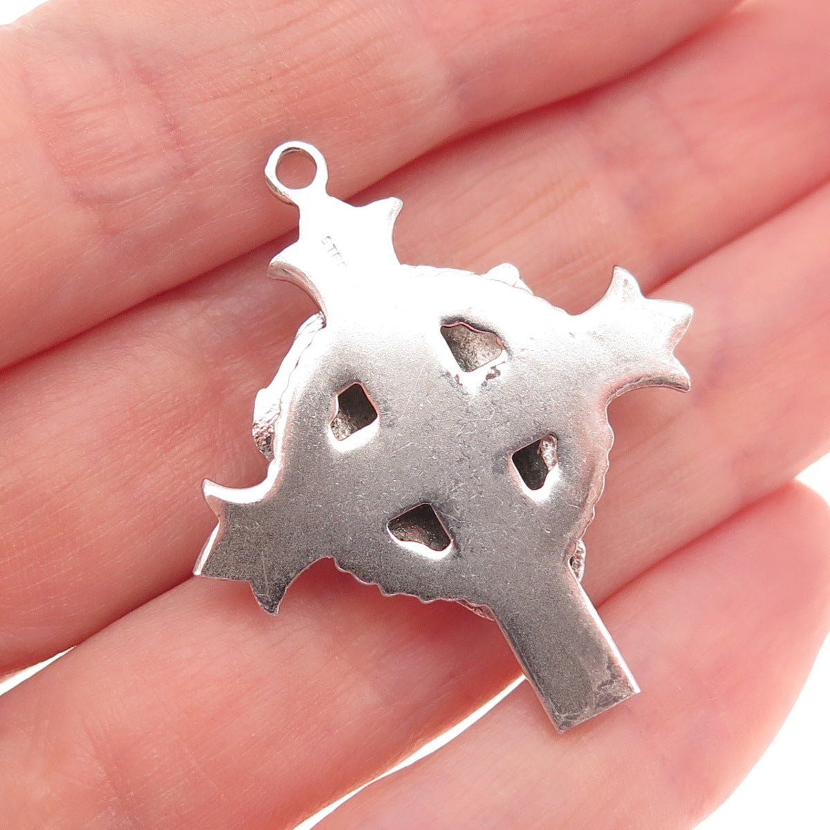 925 Sterling Silver Vintage Jesus Cross Religious Charm Pendant